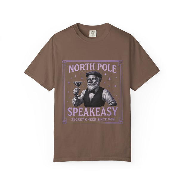North Pole Speakeasy T-Shirt, Holiday T-Shirt, Unisex Christmas Tee, Vintage Style Tee, Fun Santa Shirt, Festive Gift Idea