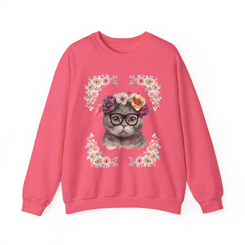 Geeky Goddess Dark Gray Cat Unisex Crewneck Sweatshirt