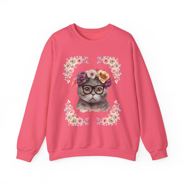 Geeky Goddess Dark Gray Cat Unisex Crewneck Sweatshirt