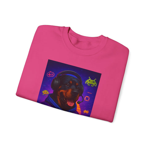 Game On! Unisex Rottweiler Gamer Sweatshirt, Video Game Gift, Cozy Crewneck, Gift for Gamers, Fun Gaming Apparel