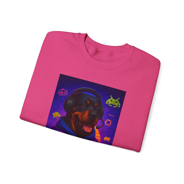 Game On! Unisex Rottweiler Gamer Sweatshirt, Video Game Gift, Cozy Crewneck, Gift for Gamers, Fun Gaming Apparel