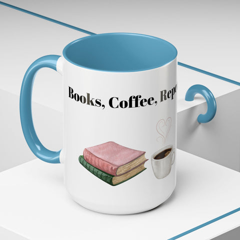 'Books, Coffee, Repeat' Accent Coffee Mug