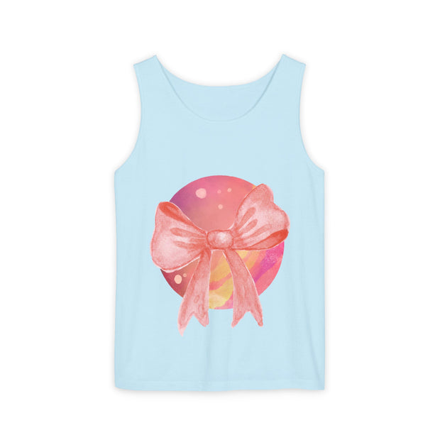 Pink/Yellow Planet Wrapped In Bow Unisex Tank Top
