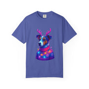 Jack Russell in Reindeer Sweater T-shirt | Neon Holiday Dog Design