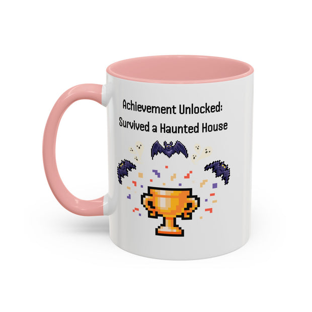 'Achievement Unlocked: Survived A Haunted House' Accent Coffee Mug