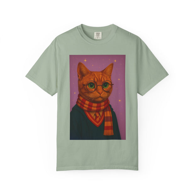 Pawgwarts Orange Cat Wizard T-Shirt