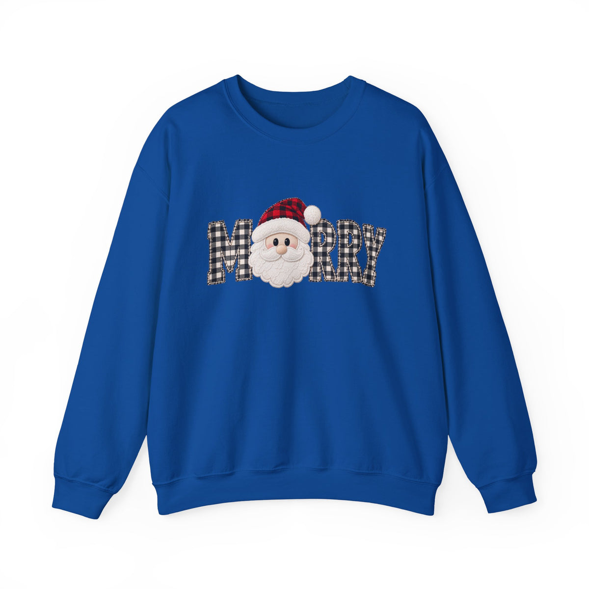 Merry Christmas Sweatshirt, Santa Christmas Crewneck, Plaid Holiday Sweater, Cute Santa Shirt, Cozy Christmas Gift for Her