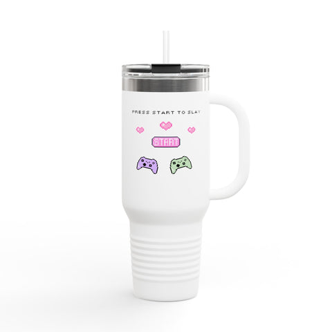 'Press Start To Slay' Insulated Travel Mug. 40oz