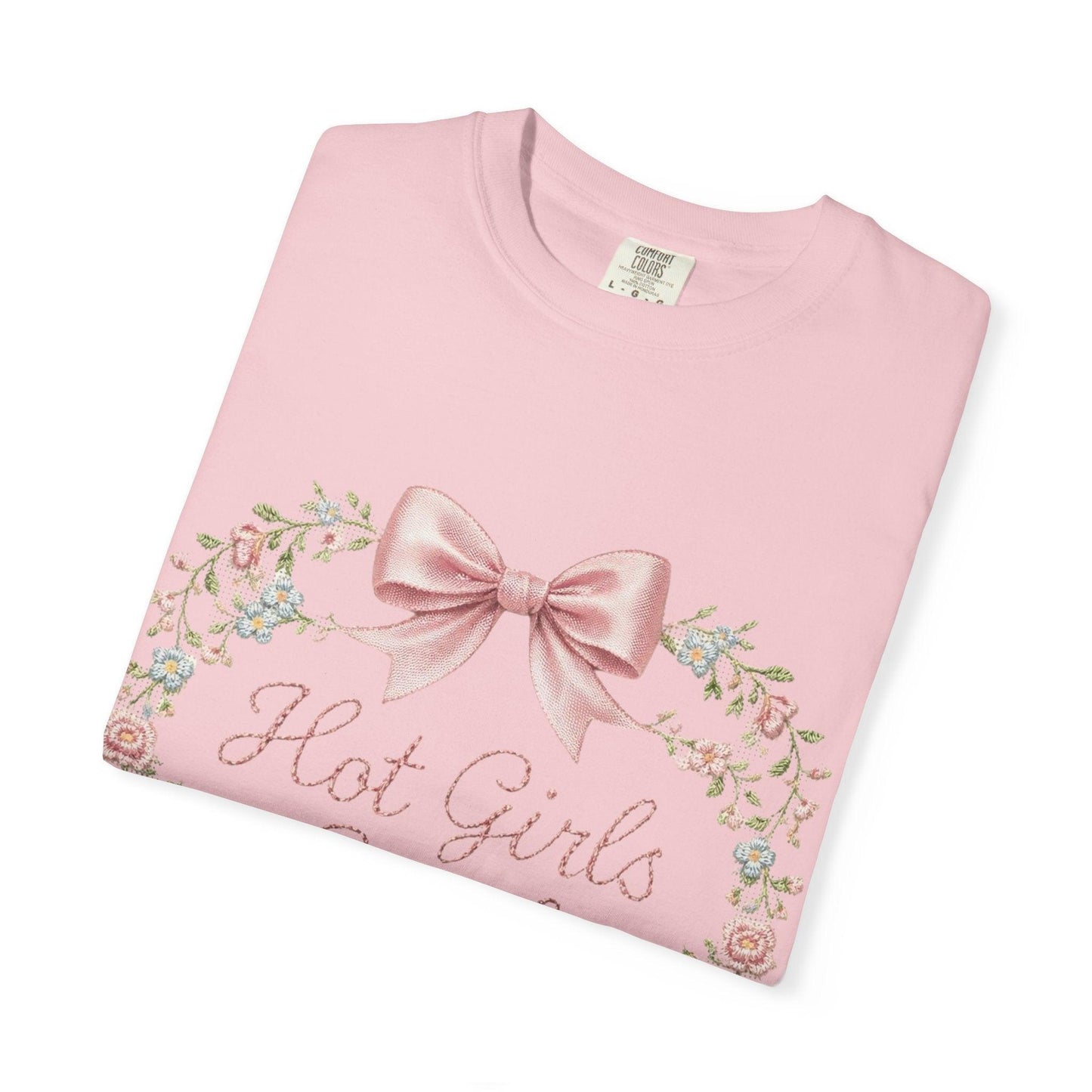 Floral Heart Wreath with Bow T-Shirt | Hot Girls Stitch