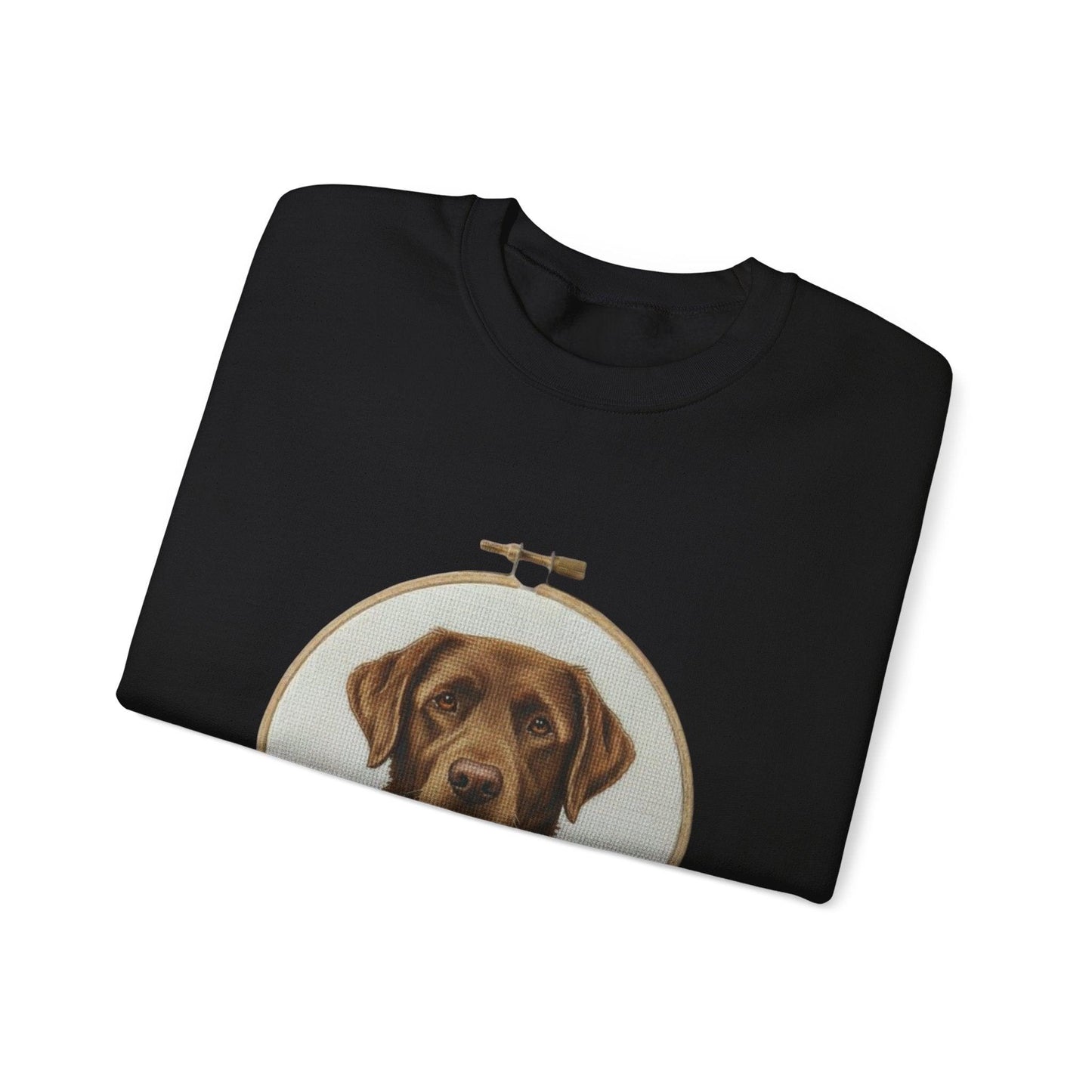 Chocolate Labrador Portrait Sweatshirt | Floral Hoop Embroidery Art