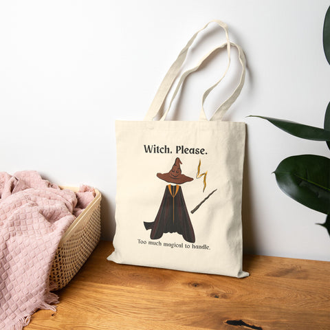 'Witch, Please. Too Much Magical To Handle.' Wizard Cotton Canvas Tote Bag