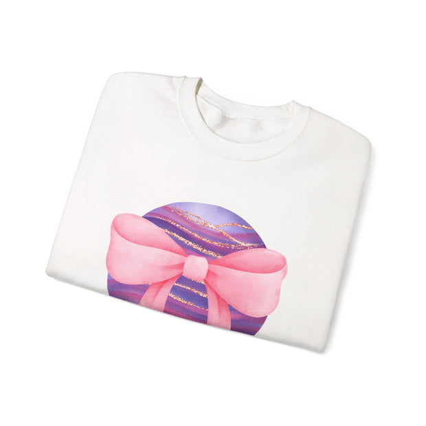 Pink/Purple Planet Wrapped In A Bow Crewneck Sweatshirt