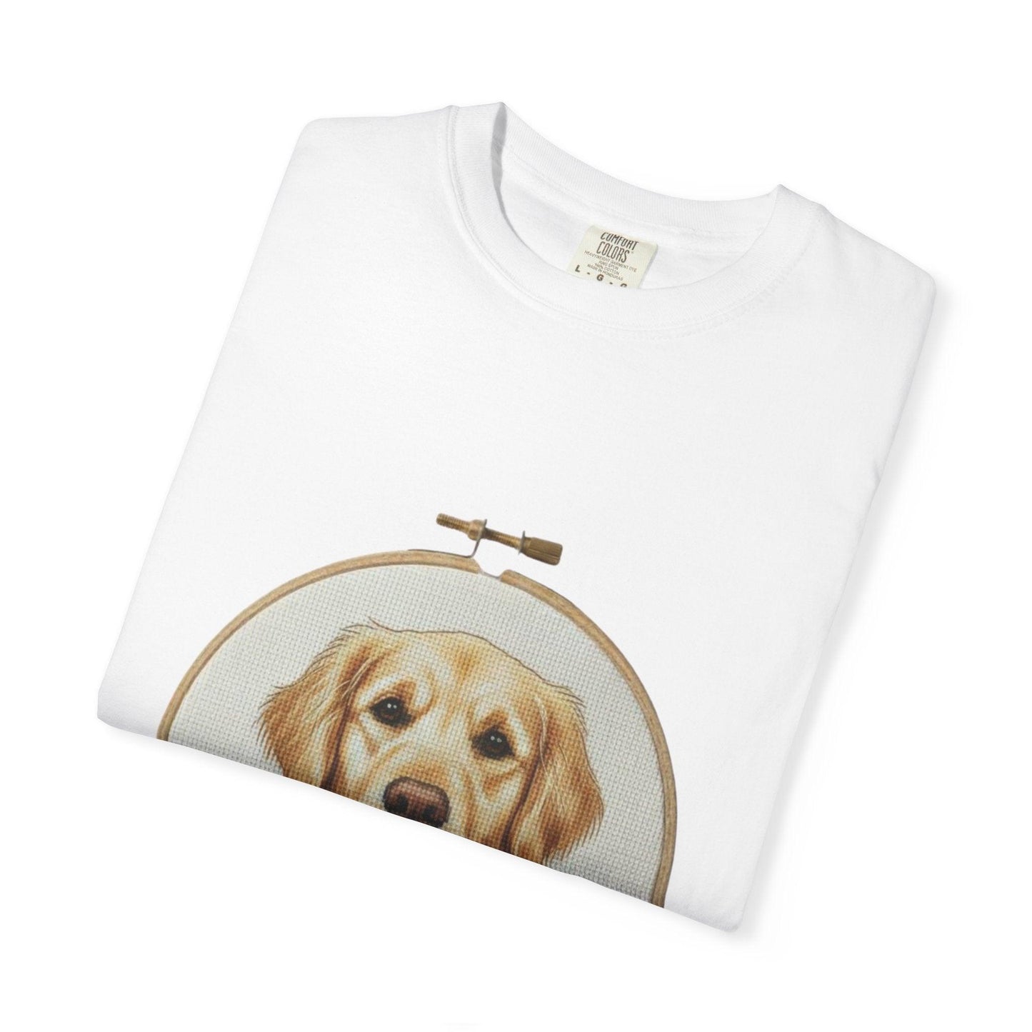 Golden Retriever Portrait T-Shirt | Embroidery Hoop Dog Art