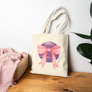 Pink/Purple Wrapped In A Bow Cotton Canvas Tote Bag