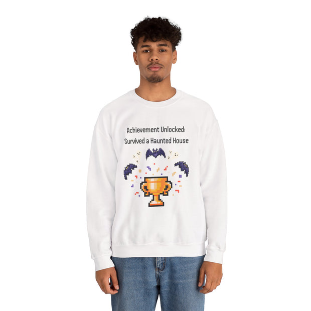 'Achievement Unlocked: Survived A Haunted House' Unisex Crewneck Sweatshirt