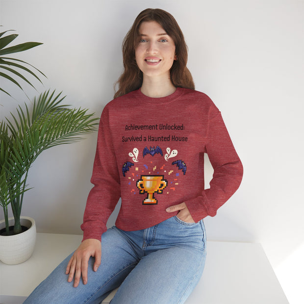 'Achievement Unlocked: Survived A Haunted House' Unisex Crewneck Sweatshirt