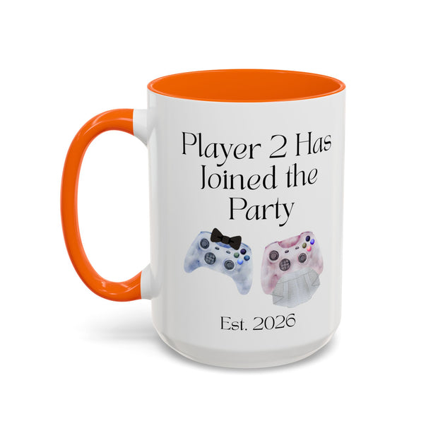 'Player 2 Has Joined The Party' 'Est. 2026' Accent Coffee Mug