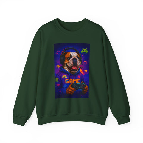 Gaming Dog Crewneck Sweatshirt, Cozy Gamer Gift, Unisex Sweatshirt, Video Game Lover Apparel, Fun Dog Design Sweatshirt
