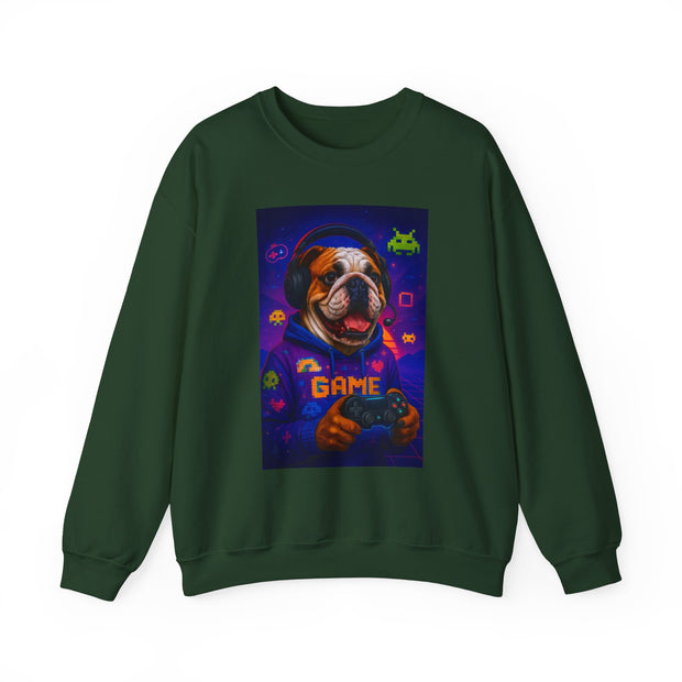 Gaming Dog Crewneck Sweatshirt, Cozy Gamer Gift, Unisex Sweatshirt, Video Game Lover Apparel, Fun Dog Design Sweatshirt