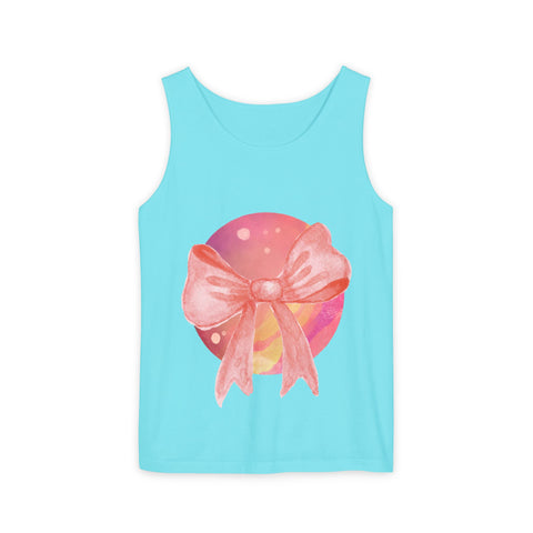 Pink/Yellow Planet Wrapped In Bow Unisex Tank Top