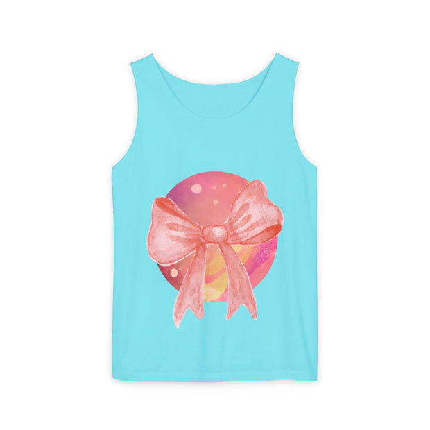 Pink/Yellow Planet Wrapped In Bow Unisex Tank Top
