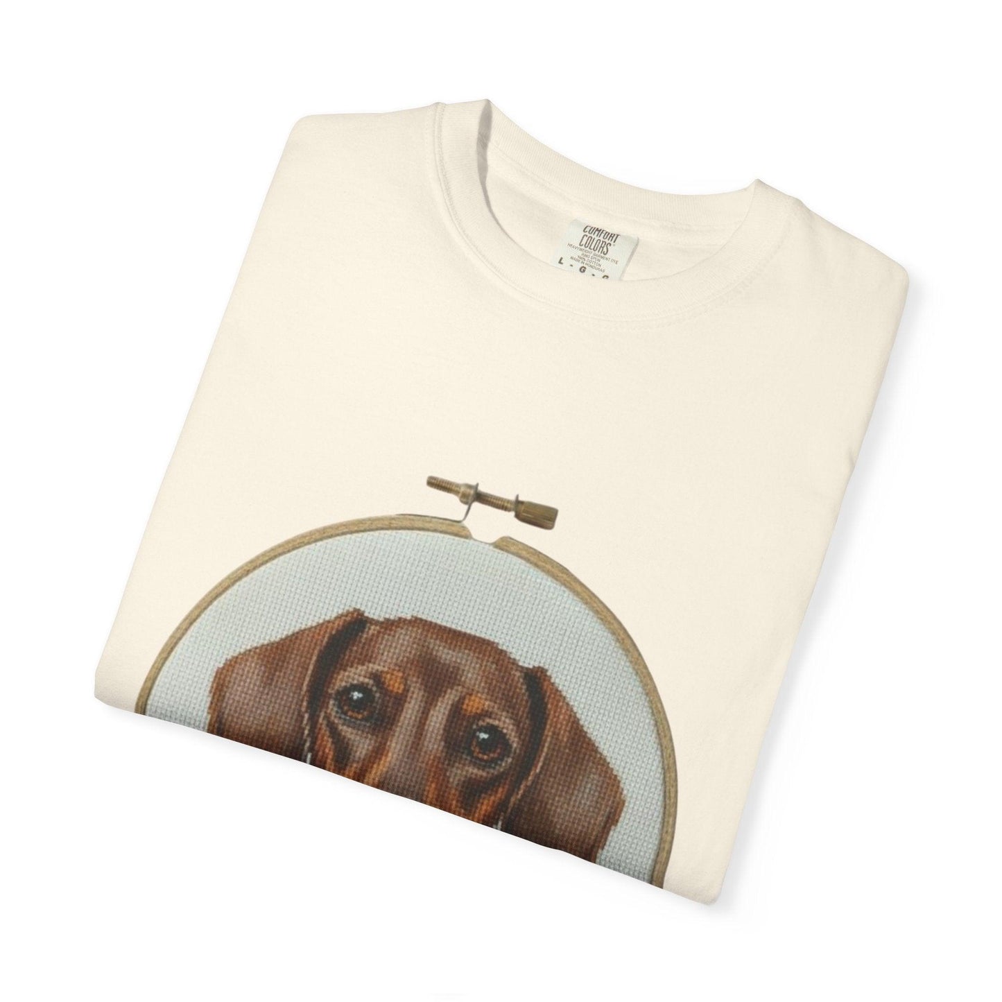 Dachshund Portrait T-shirt | Embroidery Hoop Dog Illustration