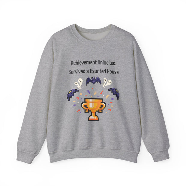 'Achievement Unlocked: Survived A Haunted House' Unisex Crewneck Sweatshirt