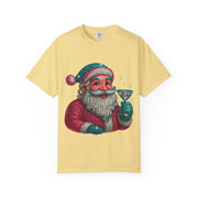Santa Holding Martini T-Shirt | Vintage Retro Holiday Illustration