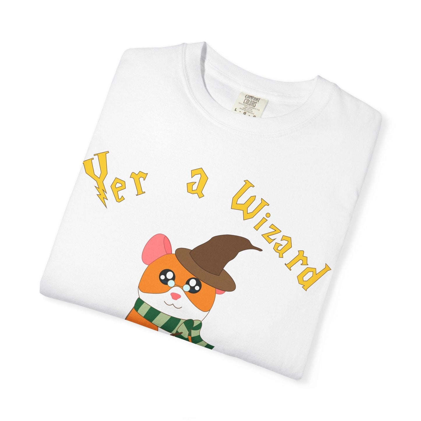 Hammy Wizard Hamster T-Shirt | Cute Wizard Hat Scarf Illustration