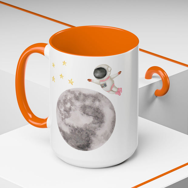 Astronaut Flying To The Moon Accent Coffee Mug