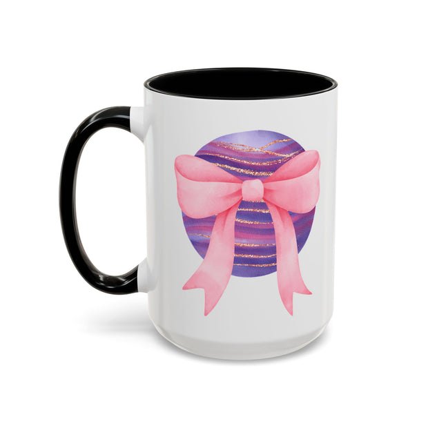 Pink/Purple Planet Wrapped In A Bow Accent Coffee Mug