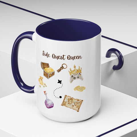 'Side Quest Queen' Accent Coffee Mug
