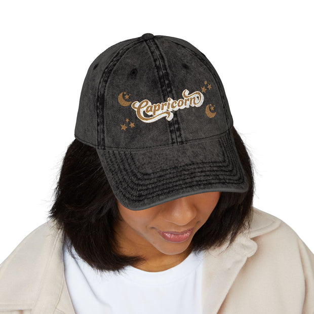 'Capricorn' Vintage Embroidered Cap