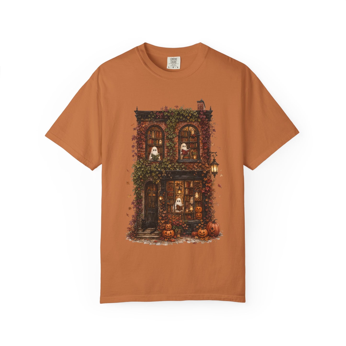 Haunted Bookstore T-Shirt, Cozy Book Lover Halloween Shirt, Ghost Library Tee, Dark Academia Fall Graphic, Spooky Reader Gift