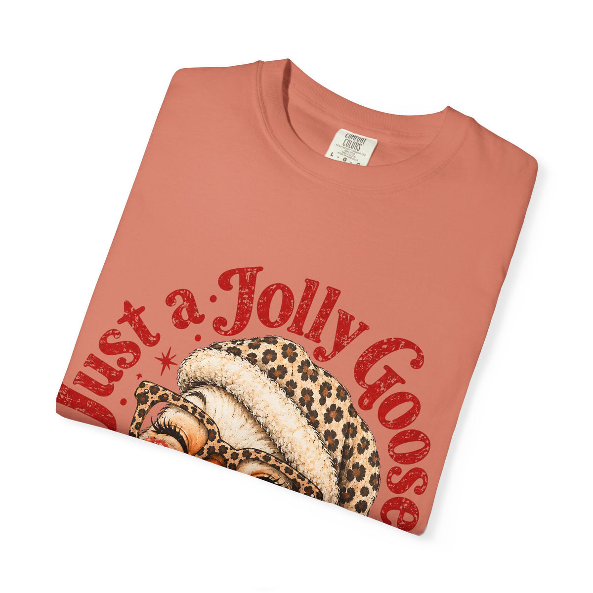 Jolly Goose Christmas Shirt, Funny Christmas Goose Tee, Leopard Santa Goose Shirt, Goose Lover Gift, Retro Holiday T-Shirt