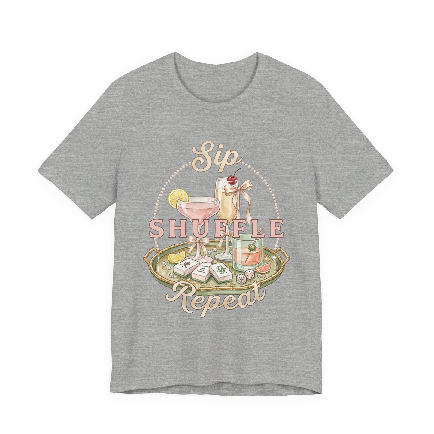 Sip Shuffle Repeat Shirt, Mahjong Social Club Tee, Pastel Girls Night Graphic Shirt, Mahjong Lover Gift