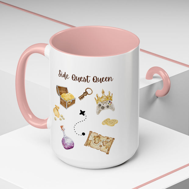 'Side Quest Queen' Accent Coffee Mug