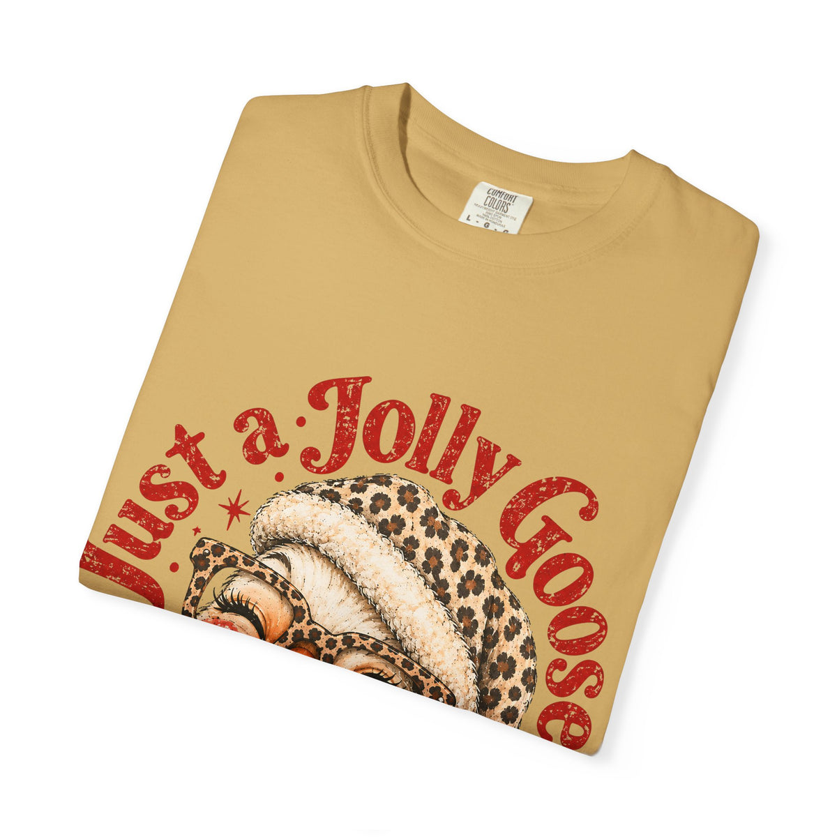 Jolly Goose Christmas Shirt, Funny Christmas Goose Tee, Leopard Santa Goose Shirt, Goose Lover Gift, Retro Holiday T-Shirt