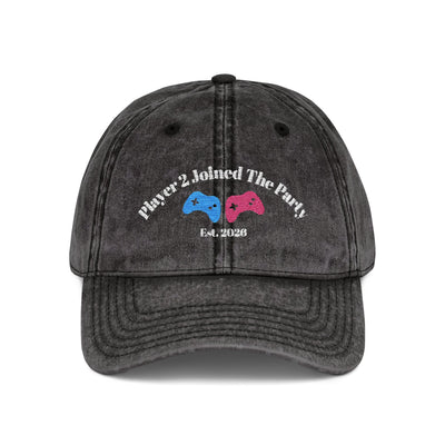 'Player 2 Joined The Party' 'Est. 2026' Vintage Embroidered Cap
