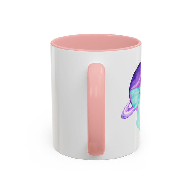 Purple Saturn Wrapped In A Bow Accent Coffee Mug