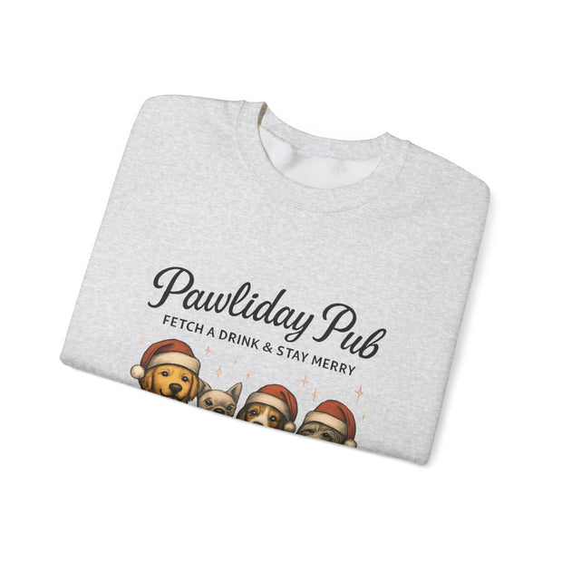 Pawlidday Pub Sweatshirt, Cozy Dog Lover Crewneck, Funny Pet Sweatshirt, Holiday Dog Apparel, Gift for Animal Lovers