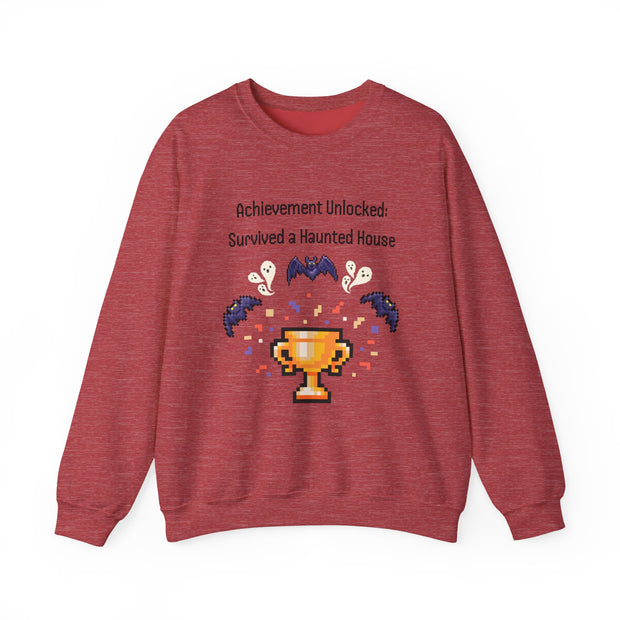 'Achievement Unlocked: Survived A Haunted House' Unisex Crewneck Sweatshirt