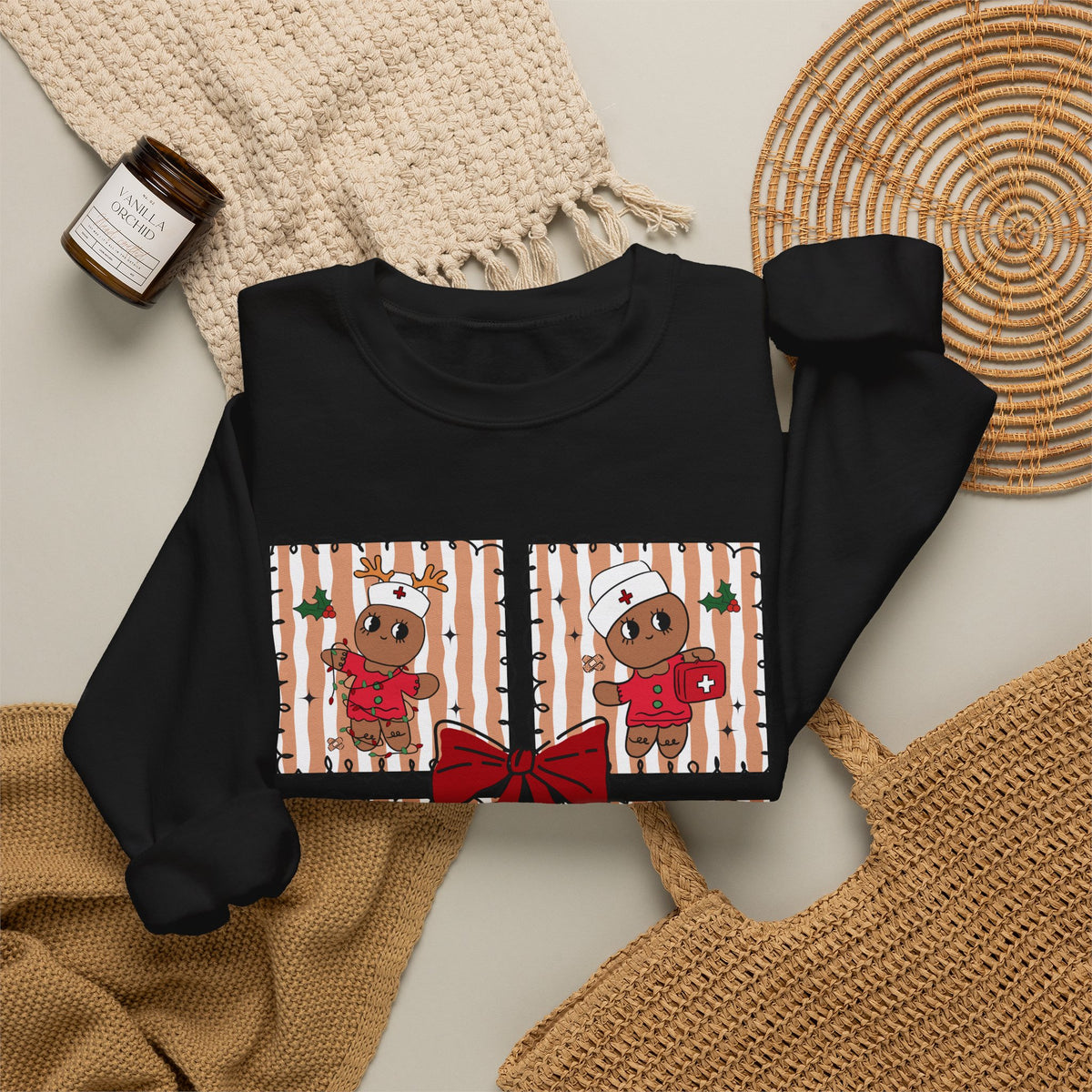 Gingerbread Christmas Sweatshirt, Cute Gingerbread Crewneck, Christmas Bow Sweatshirt, Gingerbread Man Shirt, Funny Holiday Sweater, Christmas Gift