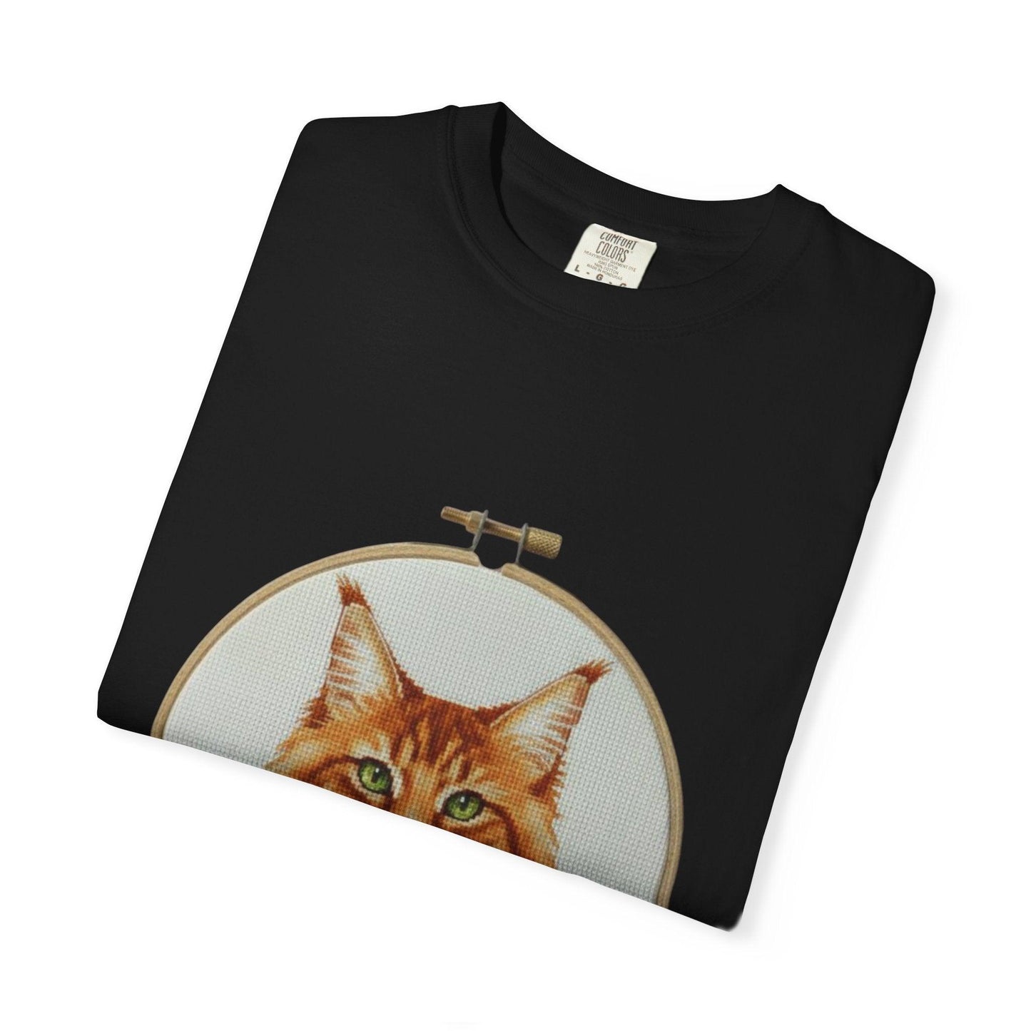 Orange Tabby Cat Portrait T-shirt | Embroidery Hoop Illustration
