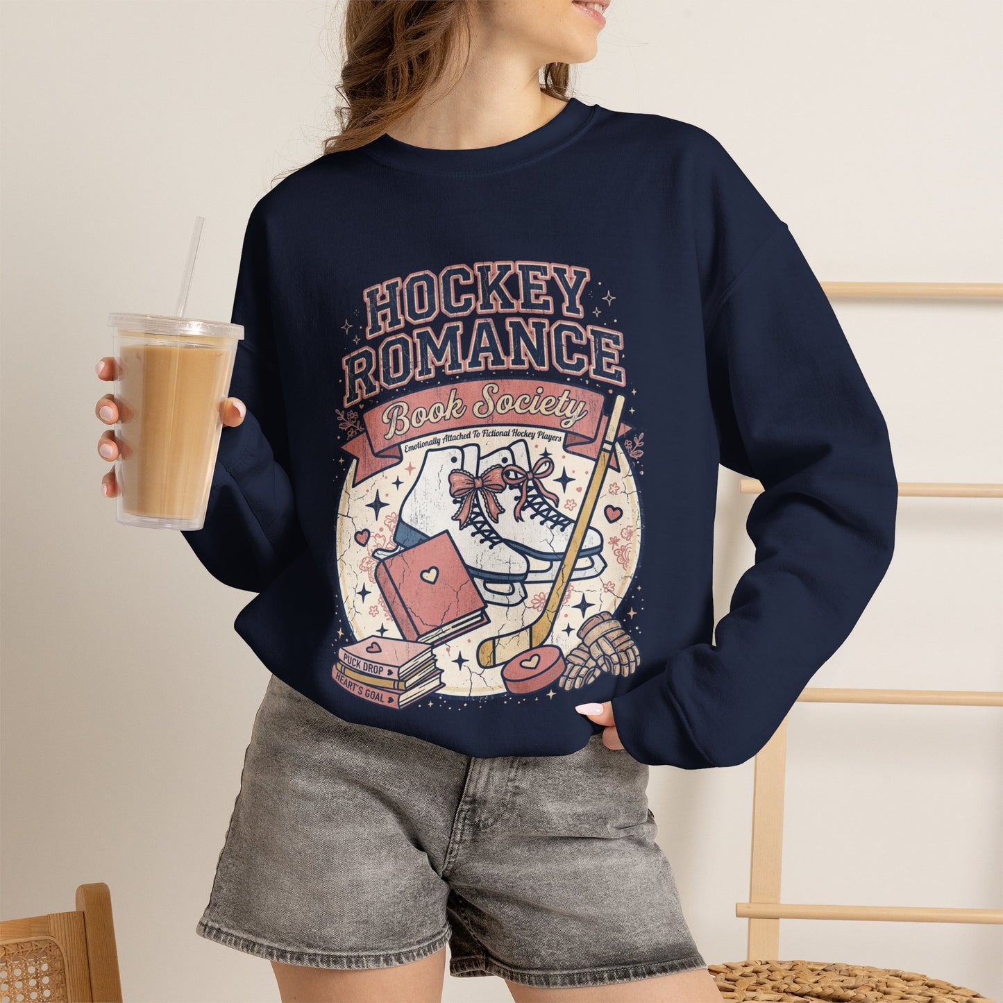 Hockey Romance Sweatshirt, Booktok Hockey Romance Crewneck, Romance Reader Sweatshirt, Cozy Hockey Book Girly Gift