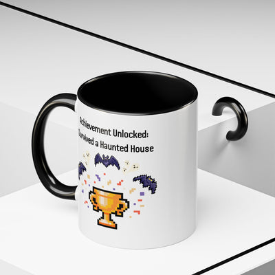 'Achievement Unlocked: Survived A Haunted House' Accent Coffee Mug
