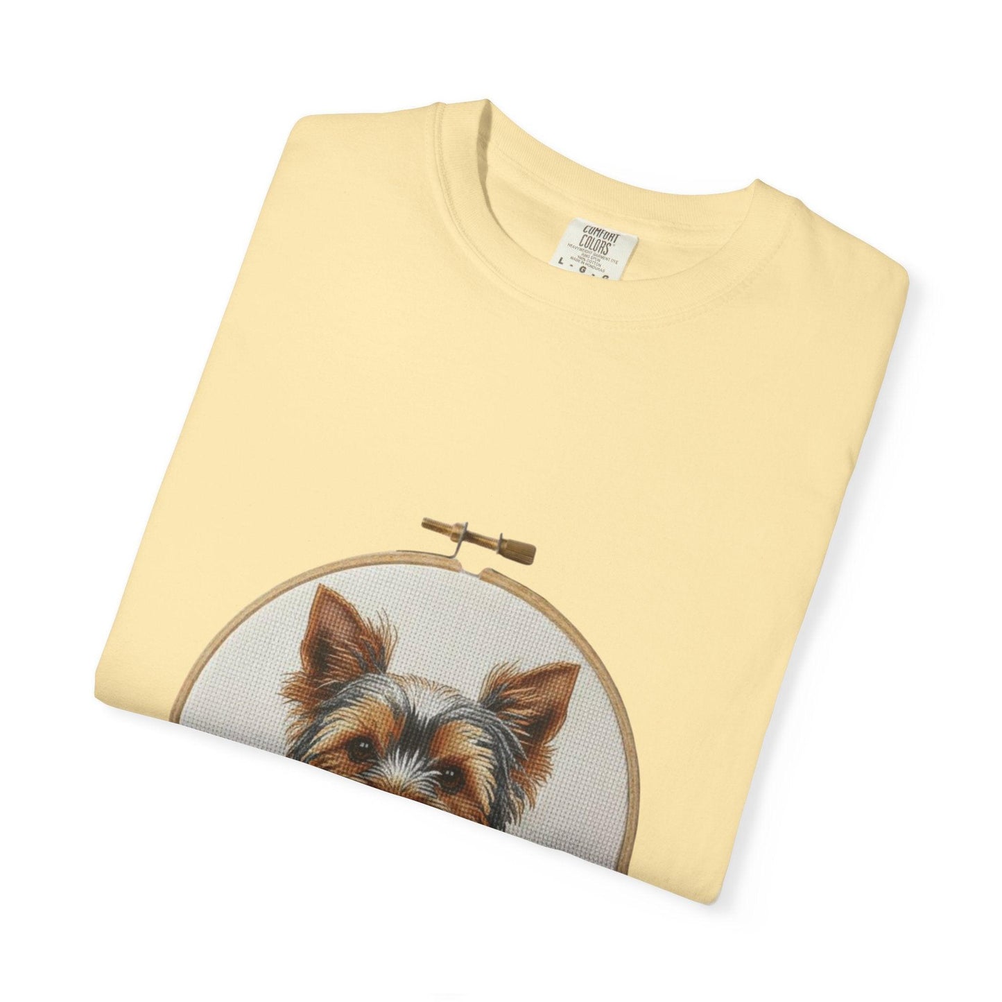 Yorkshire Terrier Portrait T-Shirt | Embroidery Hoop Dog Illustration