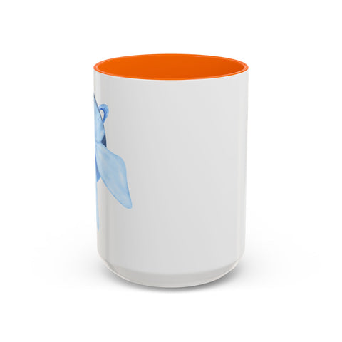 Blue Saturn Wrapped In A Blue Bow Accent Coffee Mug