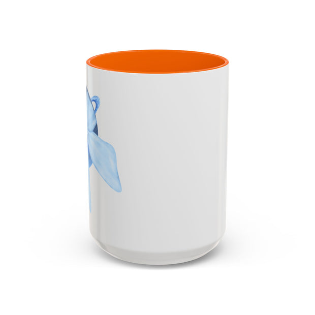 Blue Saturn Wrapped In A Blue Bow Accent Coffee Mug
