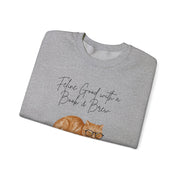 'Feline Good With A Book & Brew' Unisex Crewneck Sweatshirt